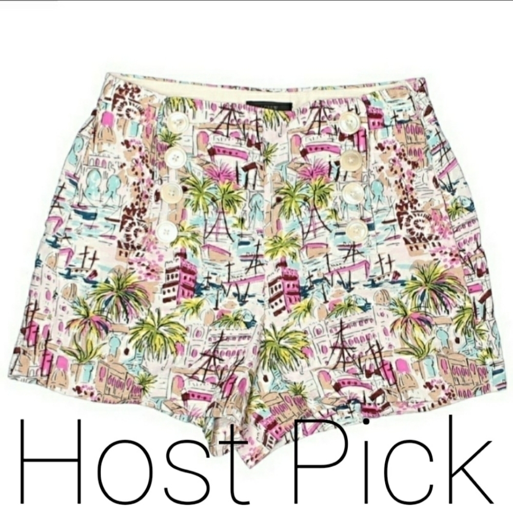 J. Crew Multicolor Tropical Print High-Waist Shorts